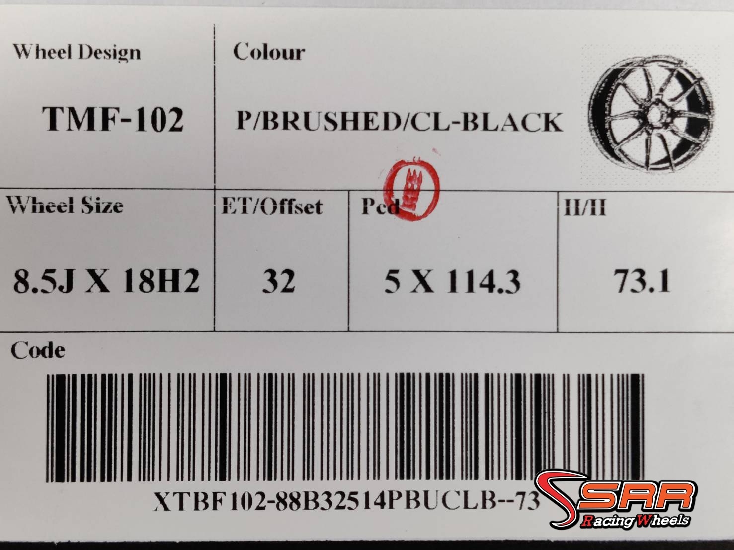 TMF-102 FLOW FORMING ขอบ18 ET32 P/BRUSHED/CL-BLACK ชุดละ 26,000฿