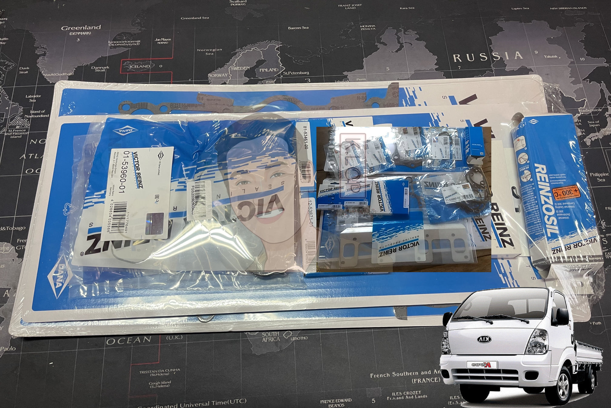 ปะเก็นฟิตเครื่องยนต์ชุดใหญ่(Victor Reinz) KIA Jumbo K2700, Bongo เครื่องยนต์ J2 (01 53960 01)