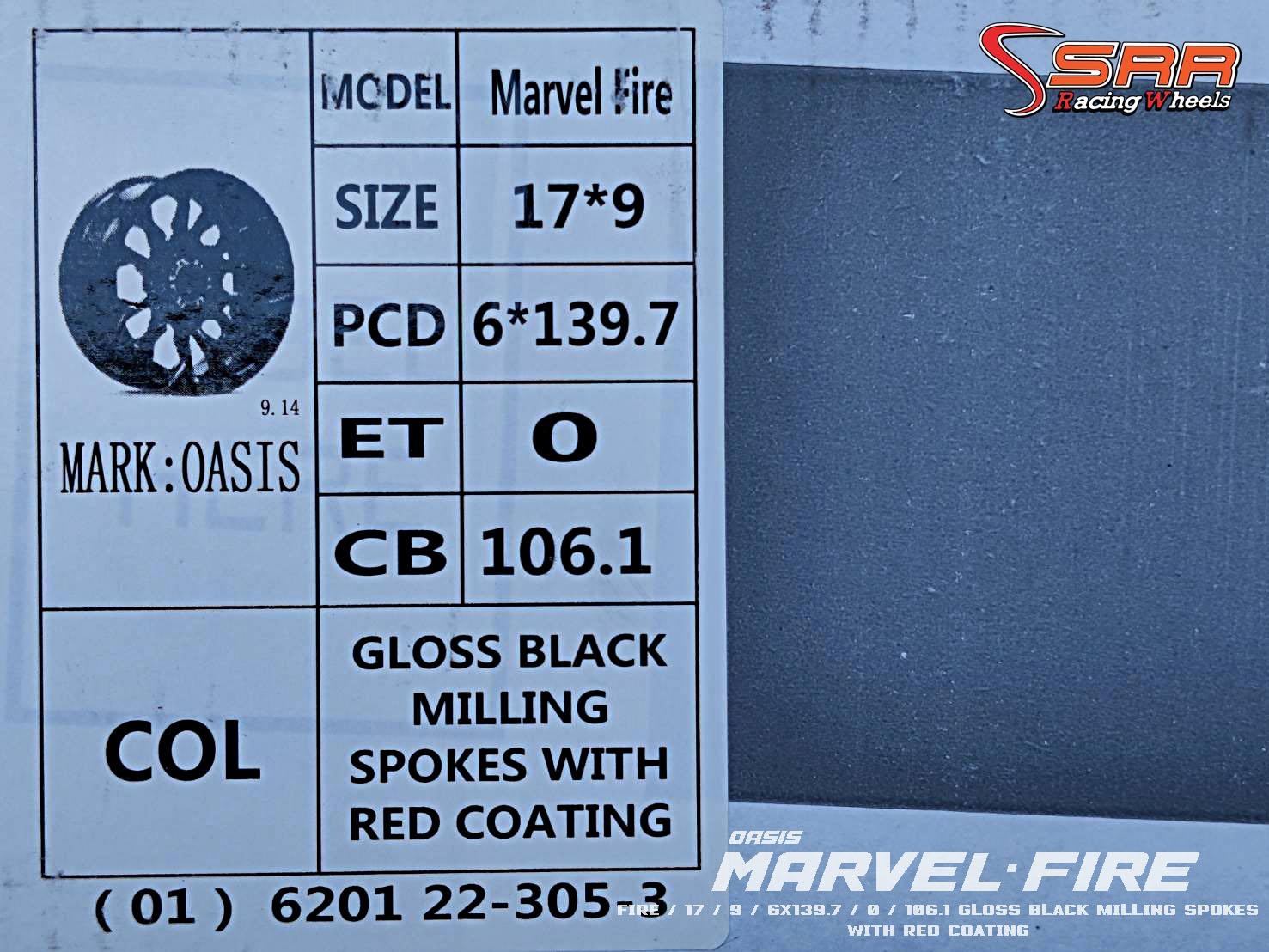 OASIS MARVEL FIRE ขอบ17 6x139.7 ET0 สีดำเงาตัดแดง ราคาพิเศษ