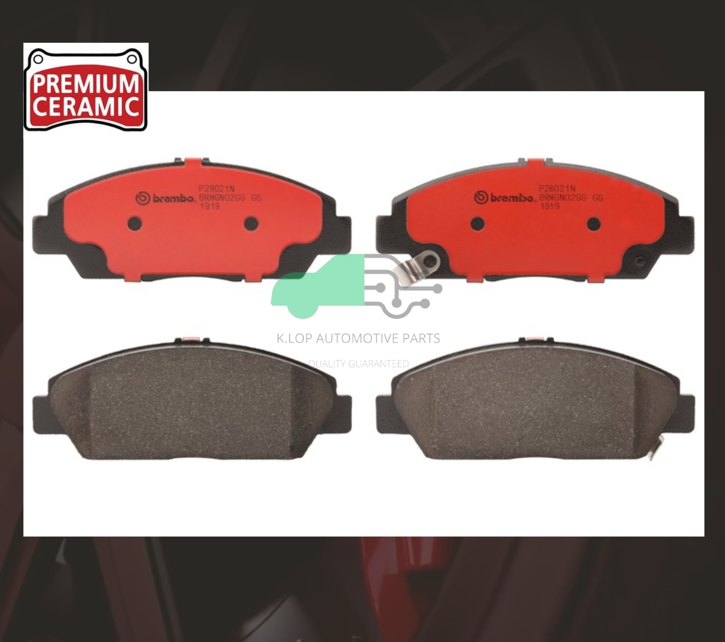 P28 021N ผ้าเบรกหน้า (แท้ BREMBO รุ่น Ceramic) ACCORD Gen6 (2.4) 98-02