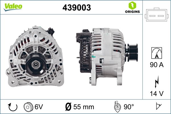 439003 ไดชาร์จ Valeo รุ่น BENZ VENTO 90A ปลั๊กเหลี่ยม