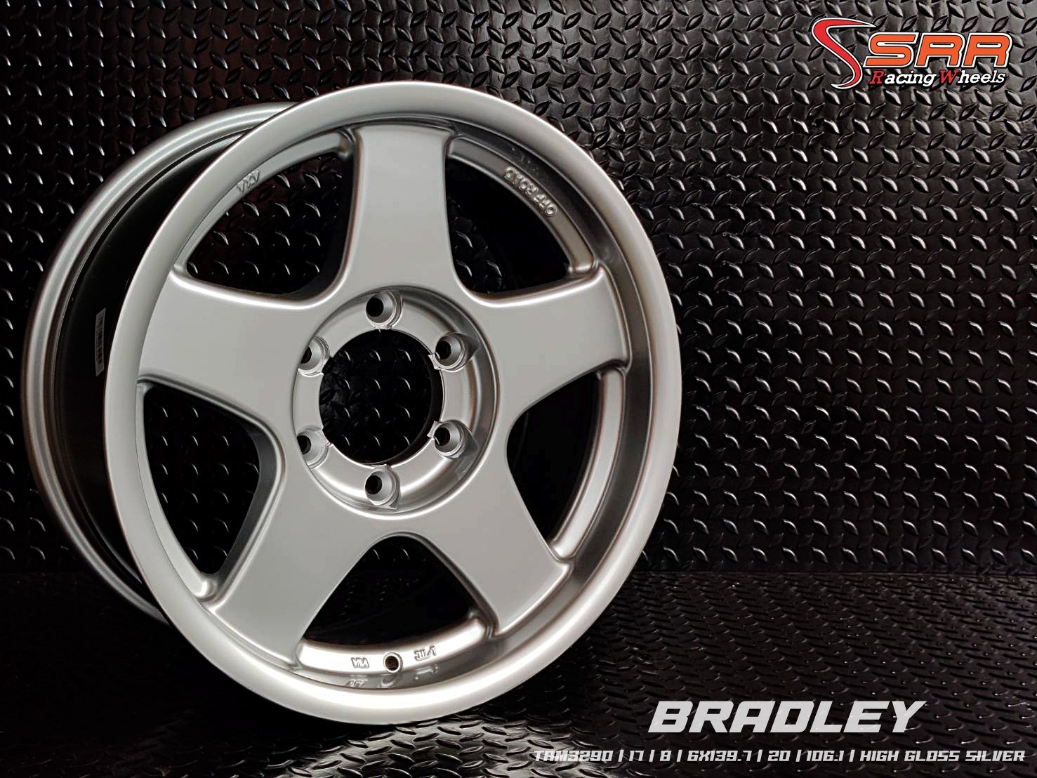 BRADLEY ล้อเบดเล่ย์ ขอบ17x8.0 6H139.7 ET20 HIGH GLOSS SILVER