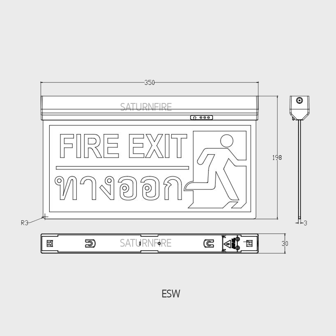 ป้ายทางออก MICROPOWER ติดลอย/ติดผนัง