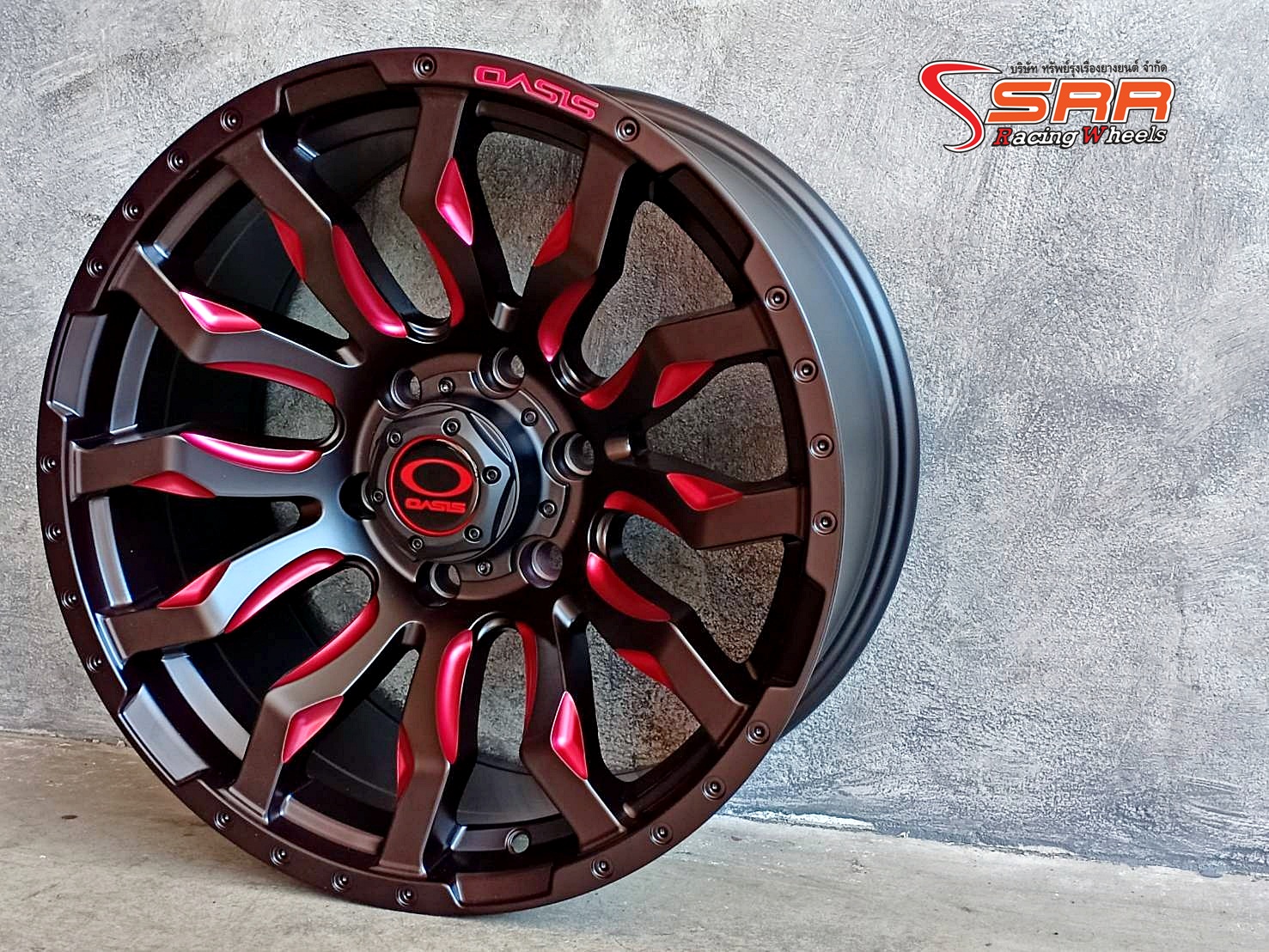 MARVEL-26 OASIS ขอบ18 6x139.7 ET+12 MATTE BLACK+RED MILLING SPOKES