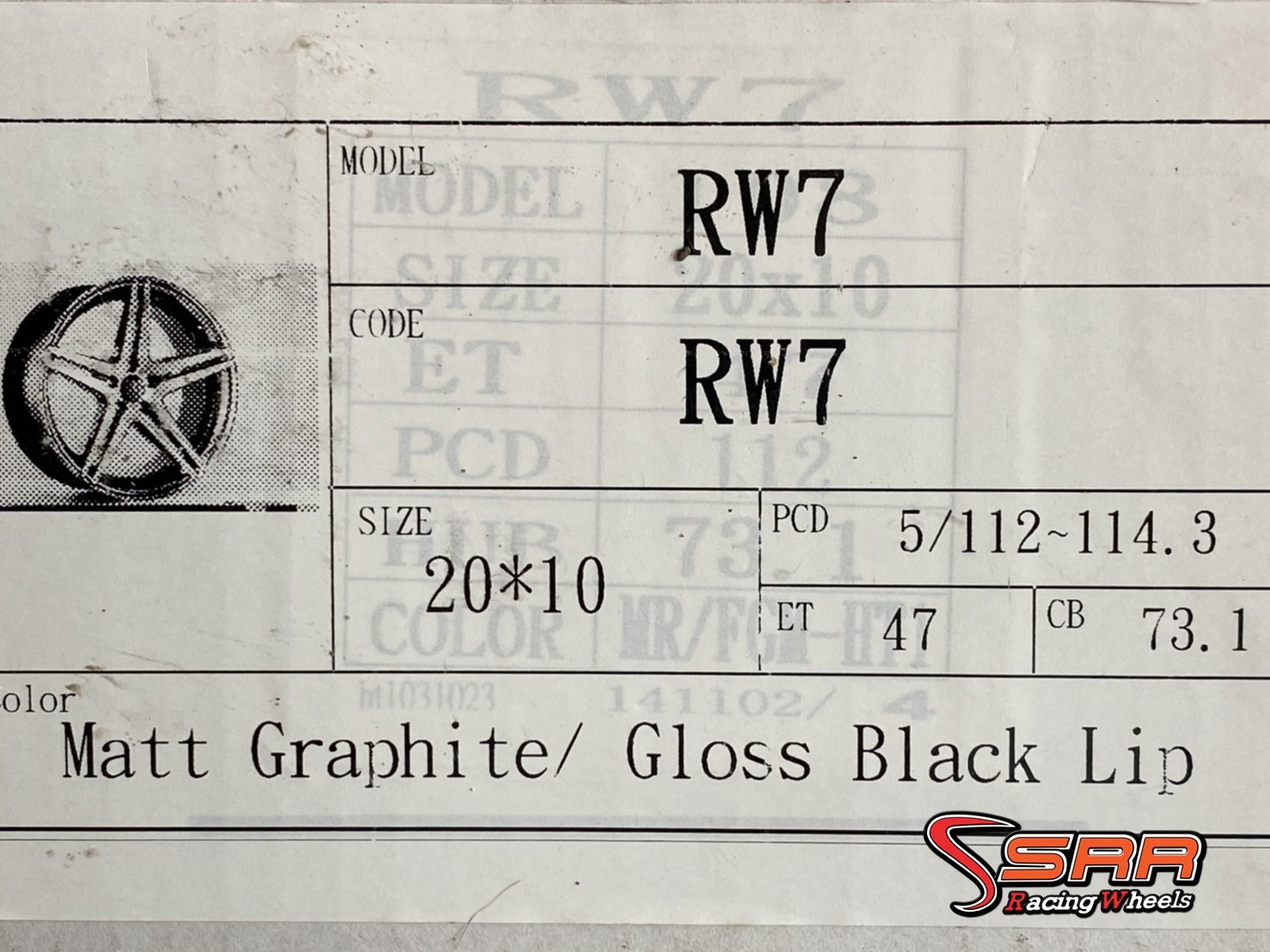 RODERICK RW7 ขอบ20 5H112/114.3 MATT GRAPHITE ล้อแม็กราคาพิเศษ