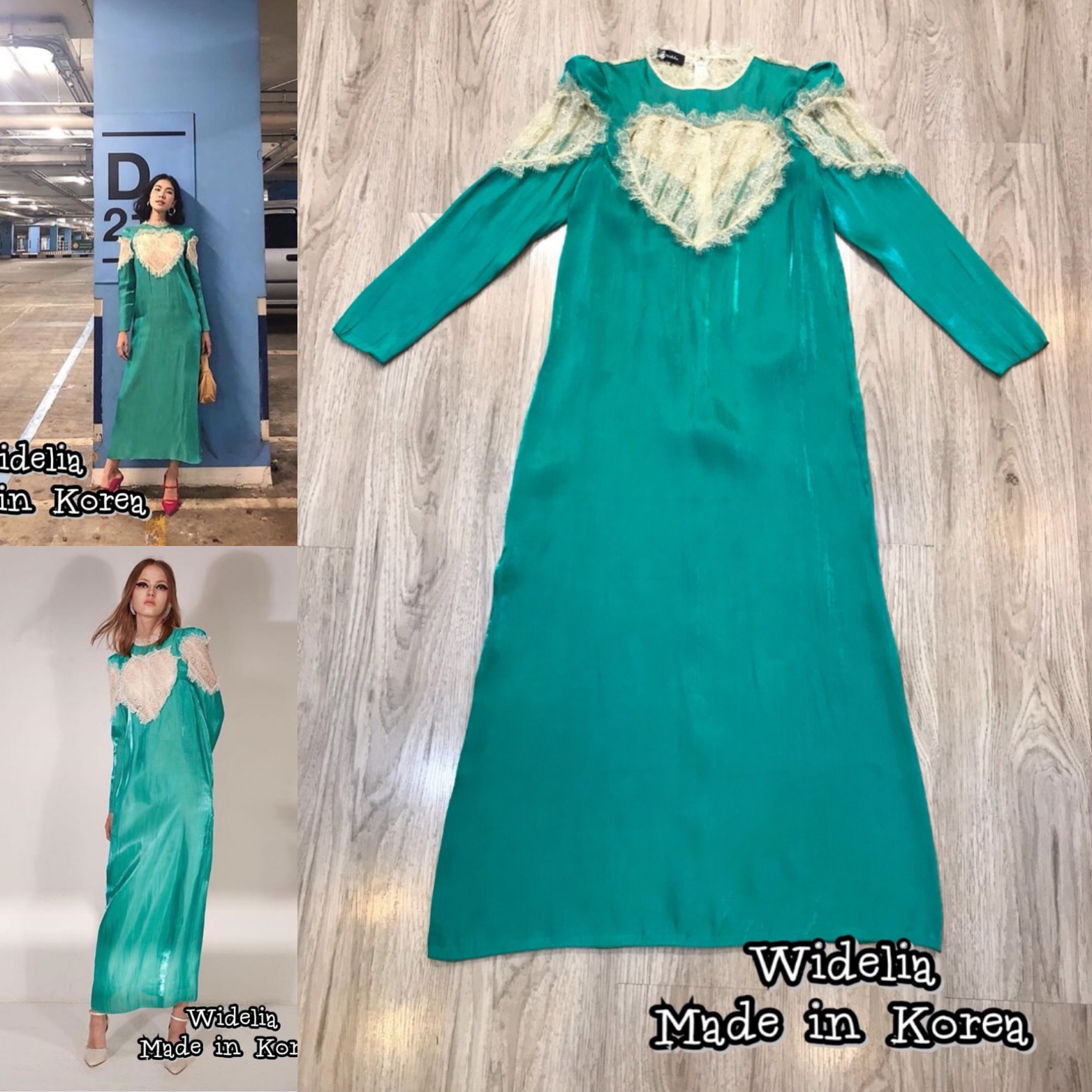 Landmee Maxi Dress :: เดรสแขนยาว คอกลมลูกไม้ ลุควินเทจ