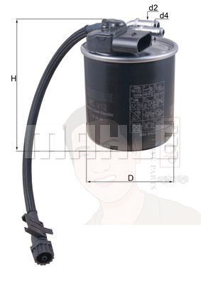 KL 912 กรองเชื้อเพลิง BENZ ดีเซล / W639 W204 W212 W166 มีสายดักน้ำ ยี่ห้อ MAHLE