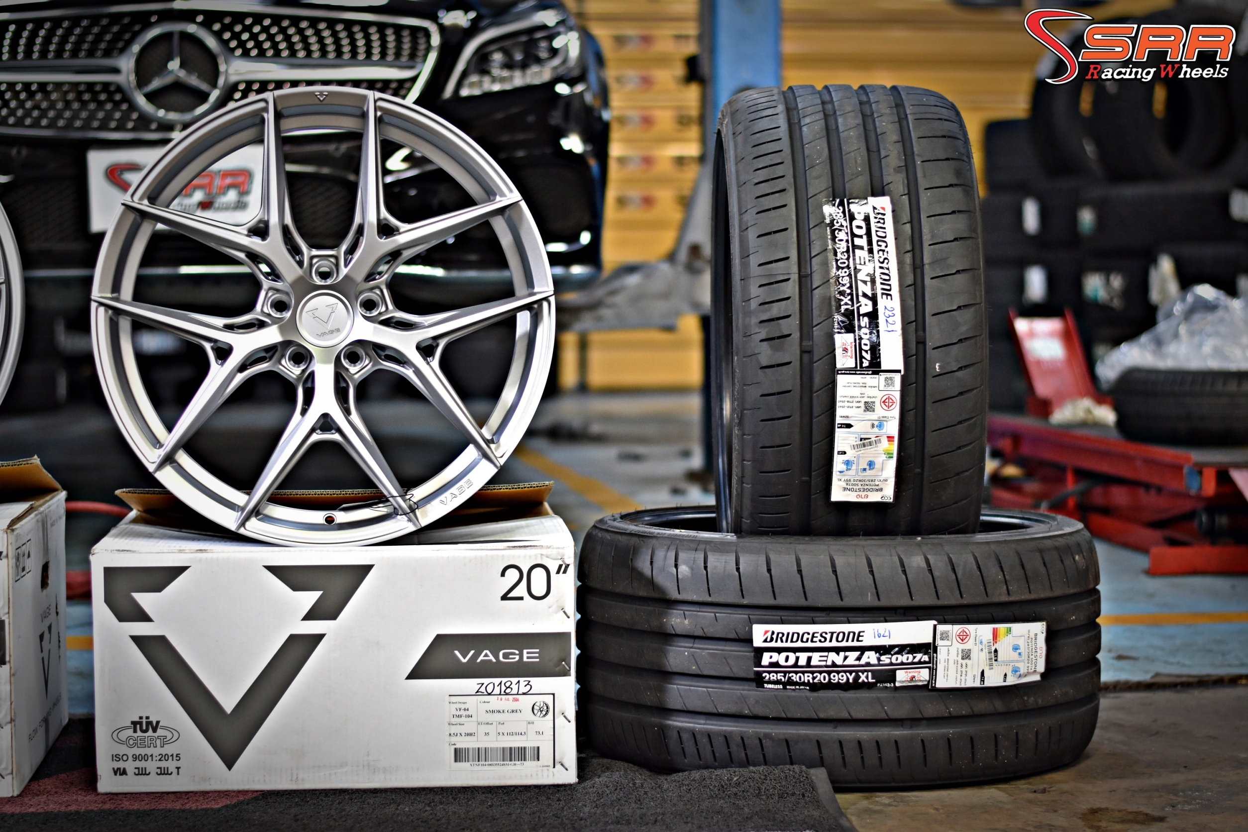 VAGE VF-04 ขอบ20 หน้า8.5 หลัง10 5H112/114.3 SMOKE GREY มีจำหน่ายที่ร้านSRR