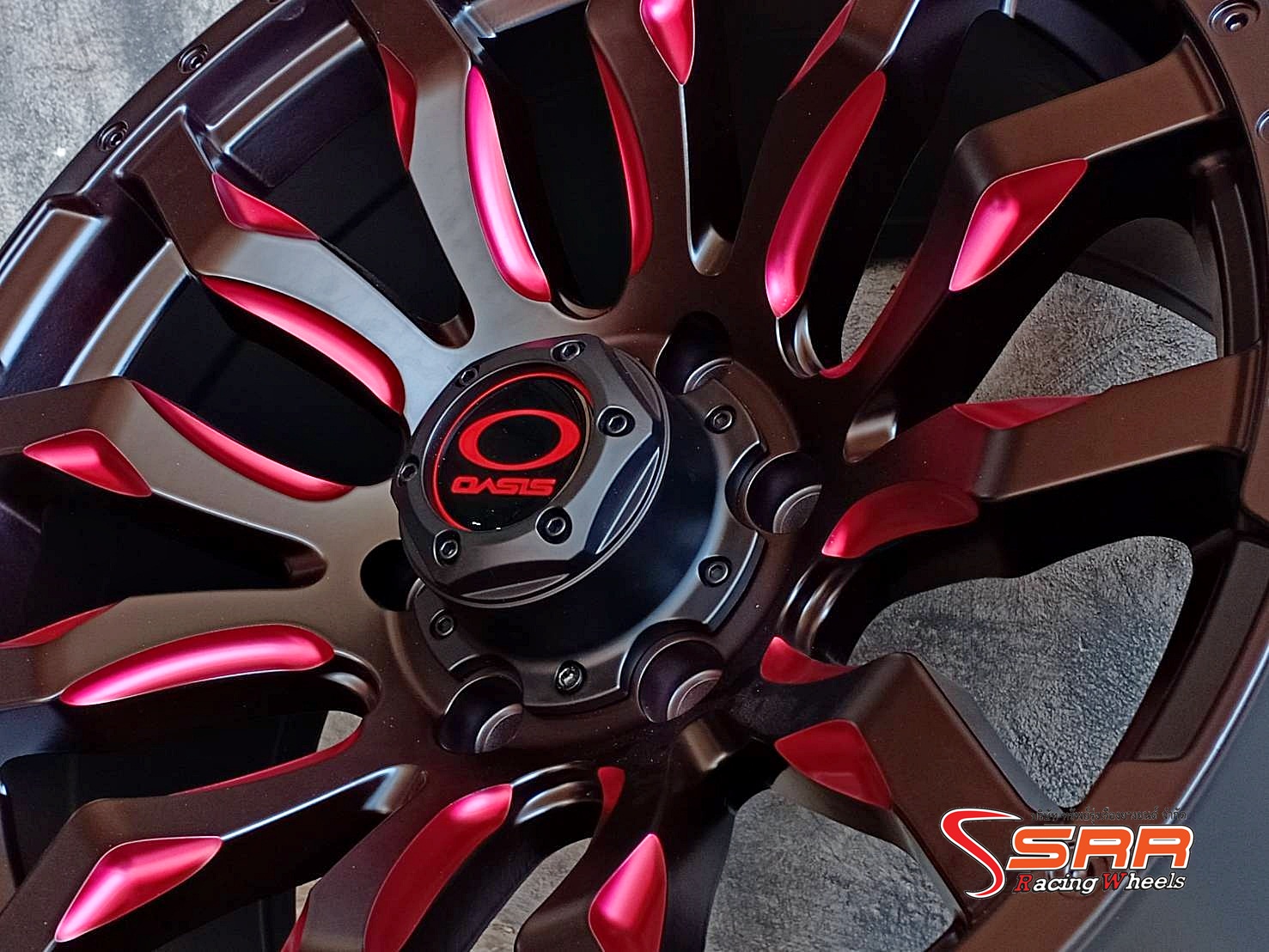MARVEL-26 OASIS ขอบ18 6x139.7 ET+12 MATTE BLACK+RED MILLING SPOKES