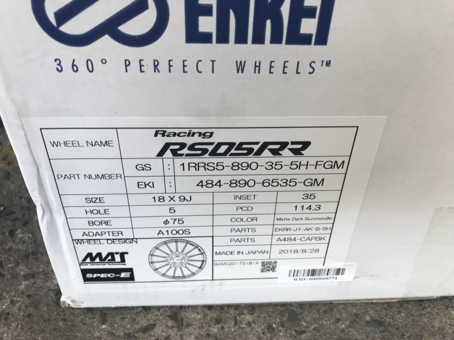 ENKEI RS05RR ล้อแท้ญี่ปุ่น ขอบ18 5x114.3 ET+35 Matte Dark Gunmetallic