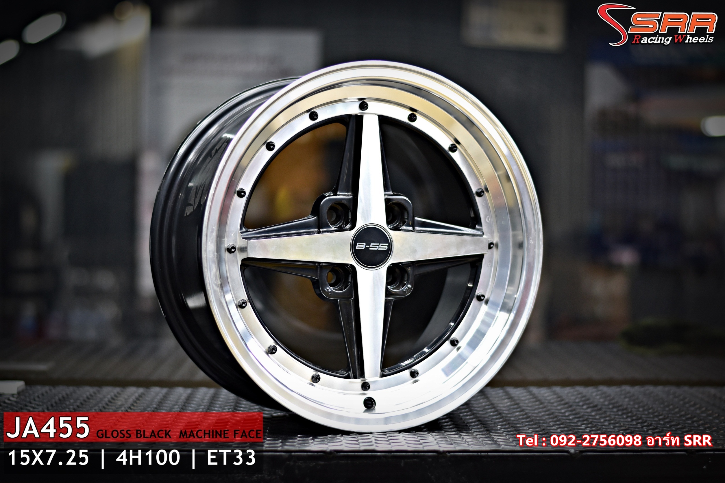 B FIFTY5 OLD SKOOL JA455 ขอบ15 4H100 ET33 GLOSS BLACK ราคาพิเศษ