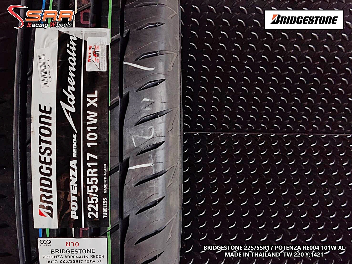 BRIDGESTONE RE004 225/55R17 ยางใหม่ปี2021 ราคาพิเศษ