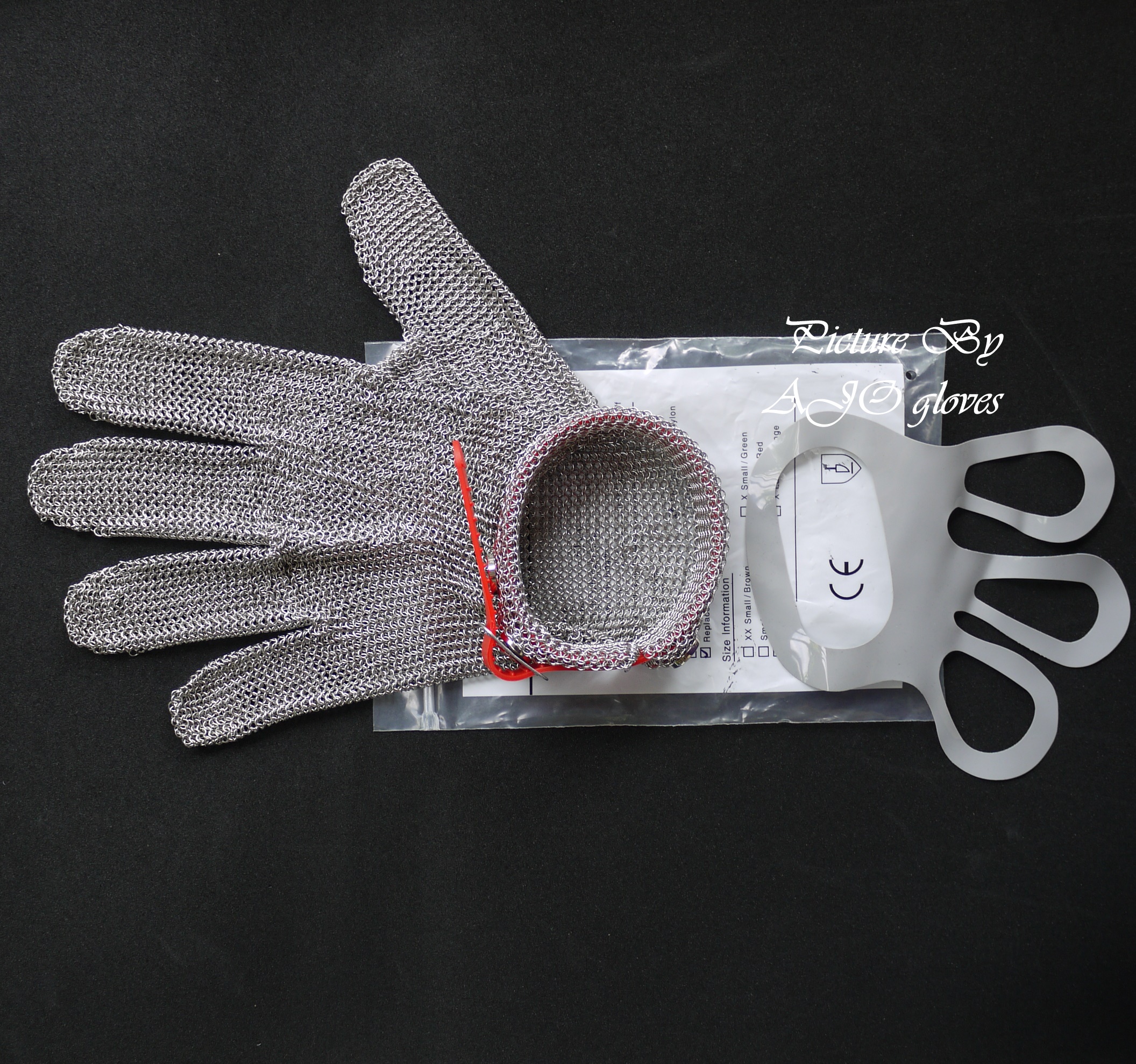 ถุงมือสแตนเลส 5 นิ้ว สั้น-สายรัดข้อมือพลาสติก