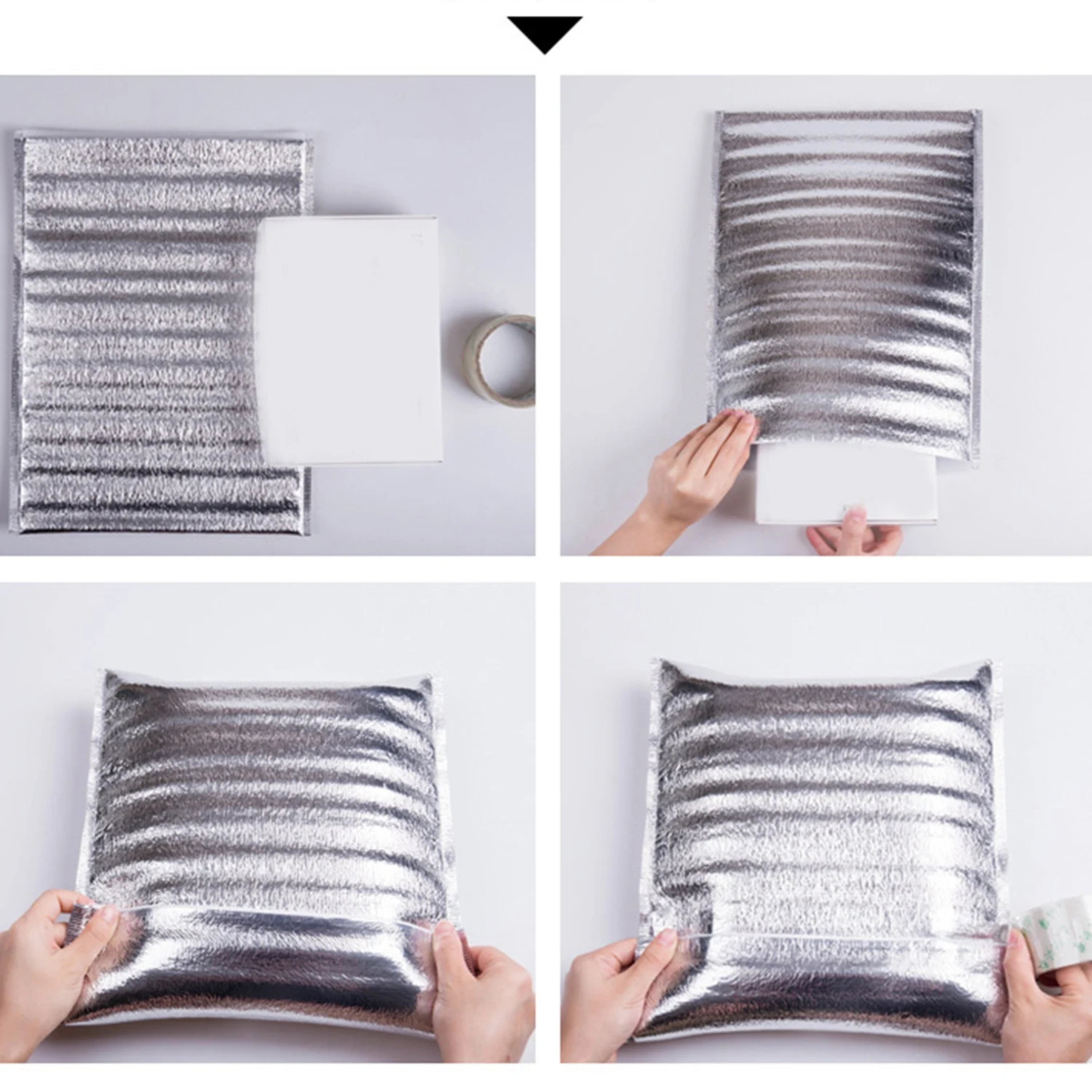 ถุงฟอยด์เก็บความเย็นมีแถบกาว สำหรับใส่สินค้าแช่เย็น-แช่แข็ง 10ใบ/แพ็ค (มีให้เลือกหลายขนาด)