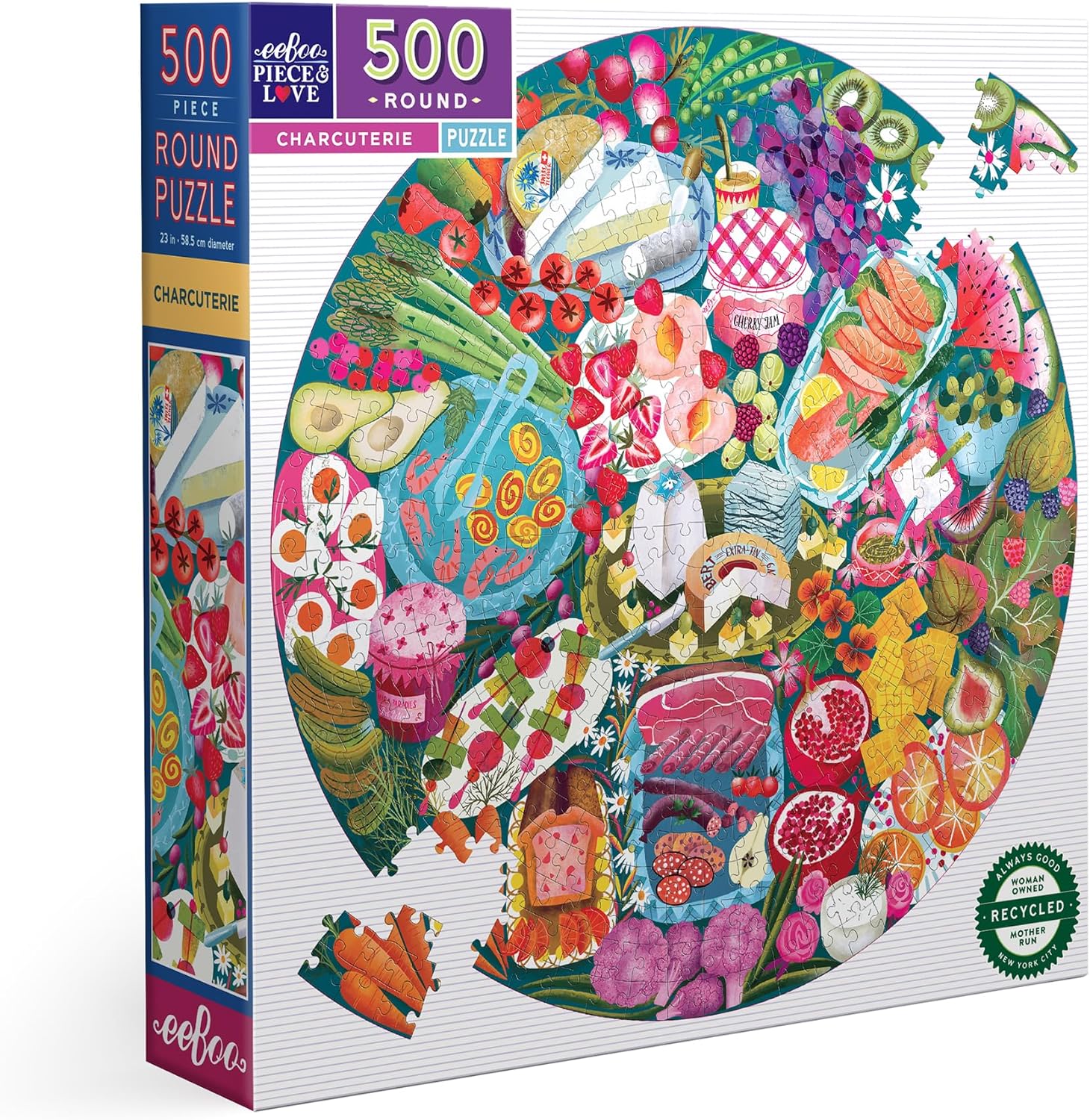 eeBoo - Charcuterie (Round Puzzle) (58.5 cm.) 500 pcs.