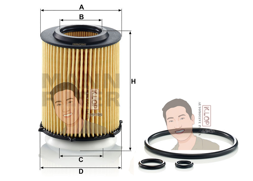 HU7044Z ไส้กรองเครื่อง BENZ A-KLASS(W176) '12-' ,B-KLASS(W246) '11-' ,W204,W205 W212, A/C207 เครื่องยนต์M270,M274 (MANN-FILTER***งานพรีเมี่ยมแท้นำเข้ายุโรป) Dimensions(mm.) A=64 B=32 C=29 D=71 H=86