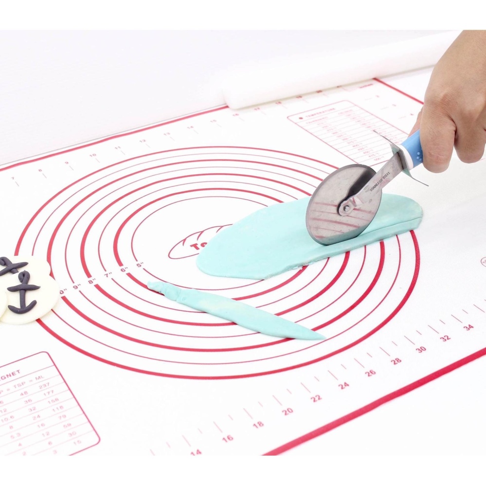 Silicone Baking Mat แผ่นรองอบซิลิโคน+ ไฟเบอร์กลาสใช้รองอบและนวดแป้งขนมปัง ขนาด 40*60 cm