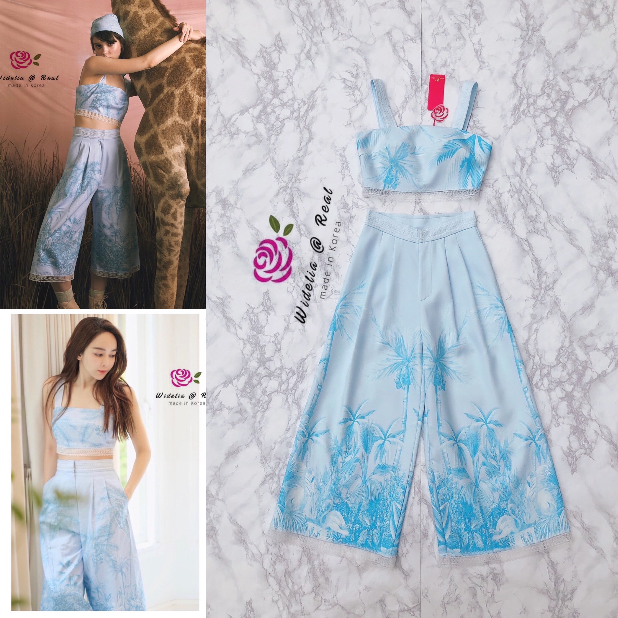 Disaya Set Top+Pant เซ็ทเสื้อครอปสายเดี่ยวกับกางเกงขาบาน
