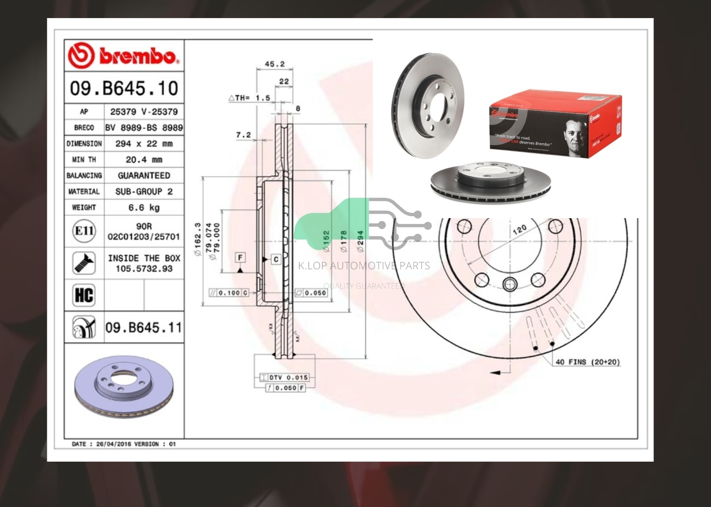 09 B645 11 จานเบรคหน้า (ยี่ห้อ BREMBO) MINI R60 Countryman (SD ALL4) (HC) 10->