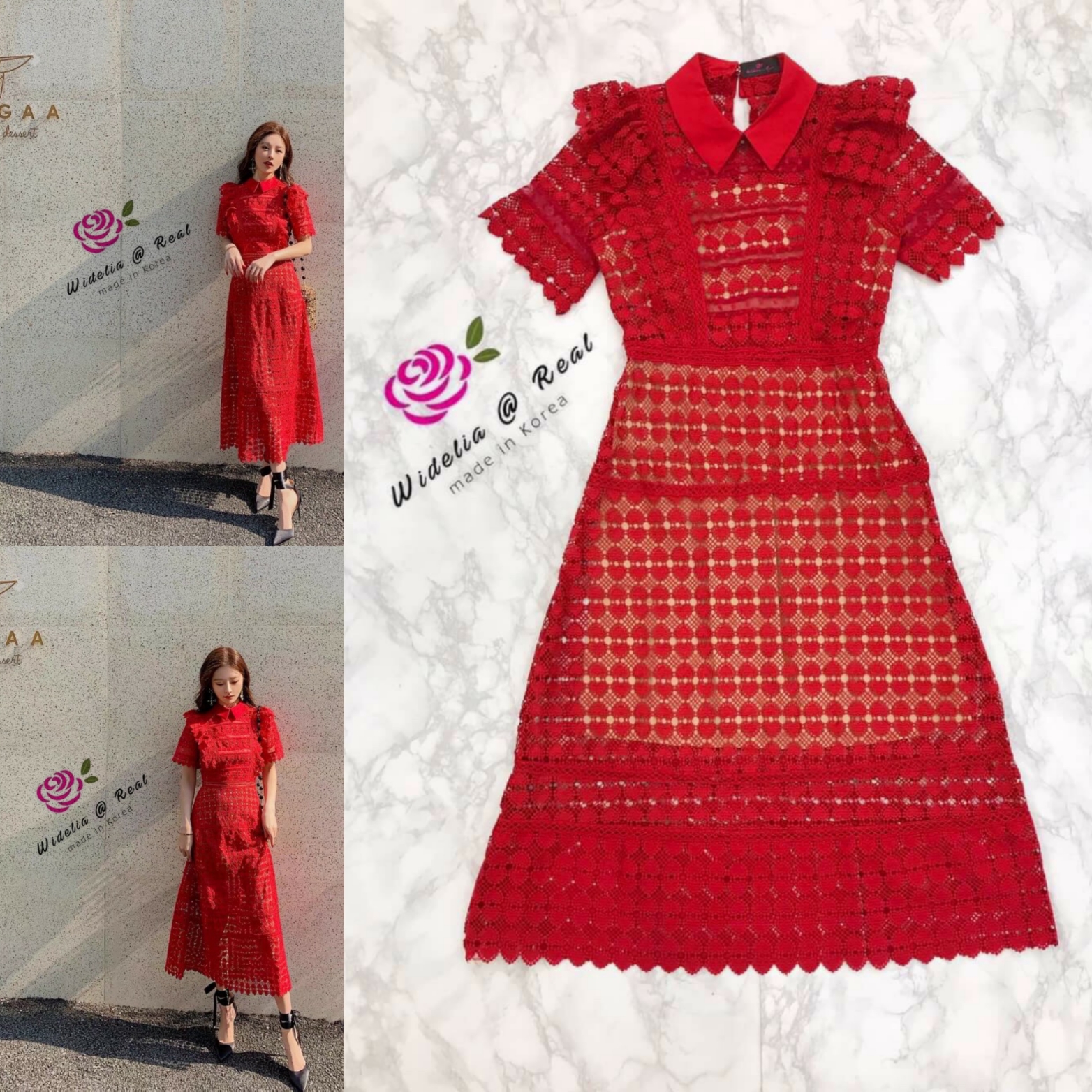 Self portrait Dress เดรสลูกไม้แขนสั้นแสนสวย เนื้อผ้าลูกไม้อย่างดี