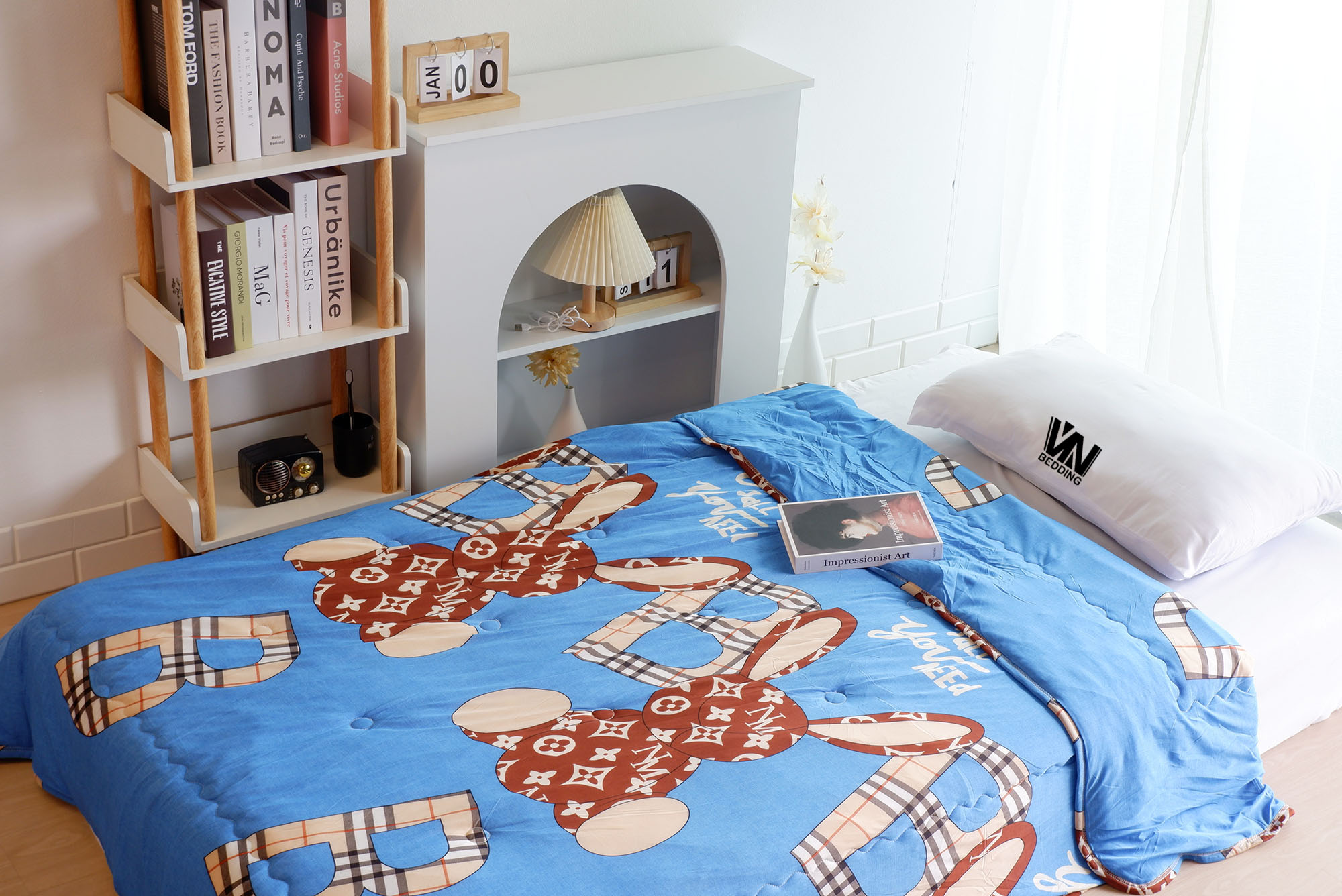 ผ้านวมใยไหมน้ำแร่ 7 ฟุต (คละลาย 12 ผืน)