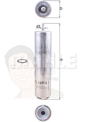 KL 169-4D กรองเชื้อเพลิง BMW ดีเซล / 5 (E60 F10), 7 (E65 F01), X5 (E70 F15) ยี่ห้อ MAHLE