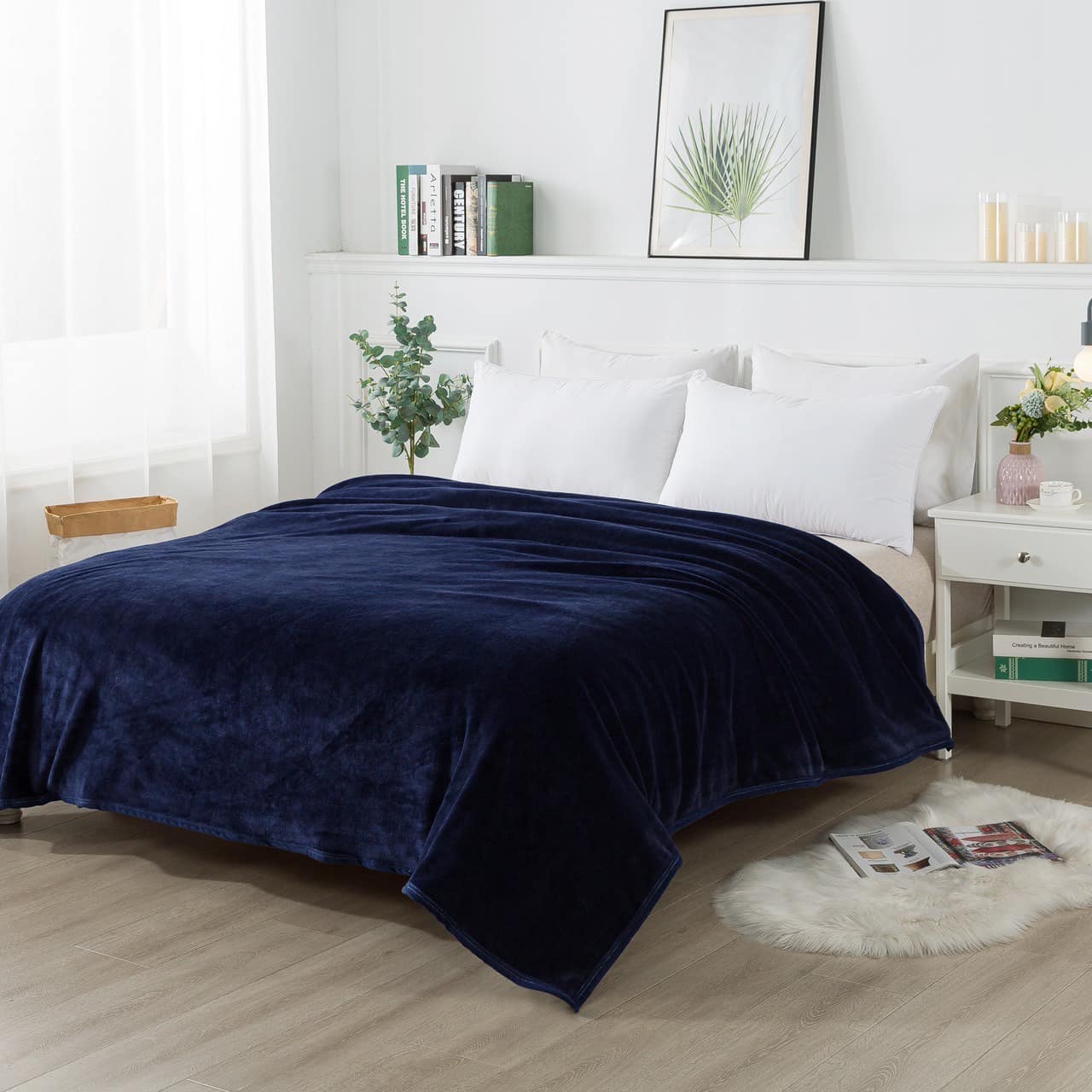 ผ้าห่มนาโน 6 ฟุตแบบหนาสีพื้นกุ๊นขอบอย่างดี (12 ผืน)