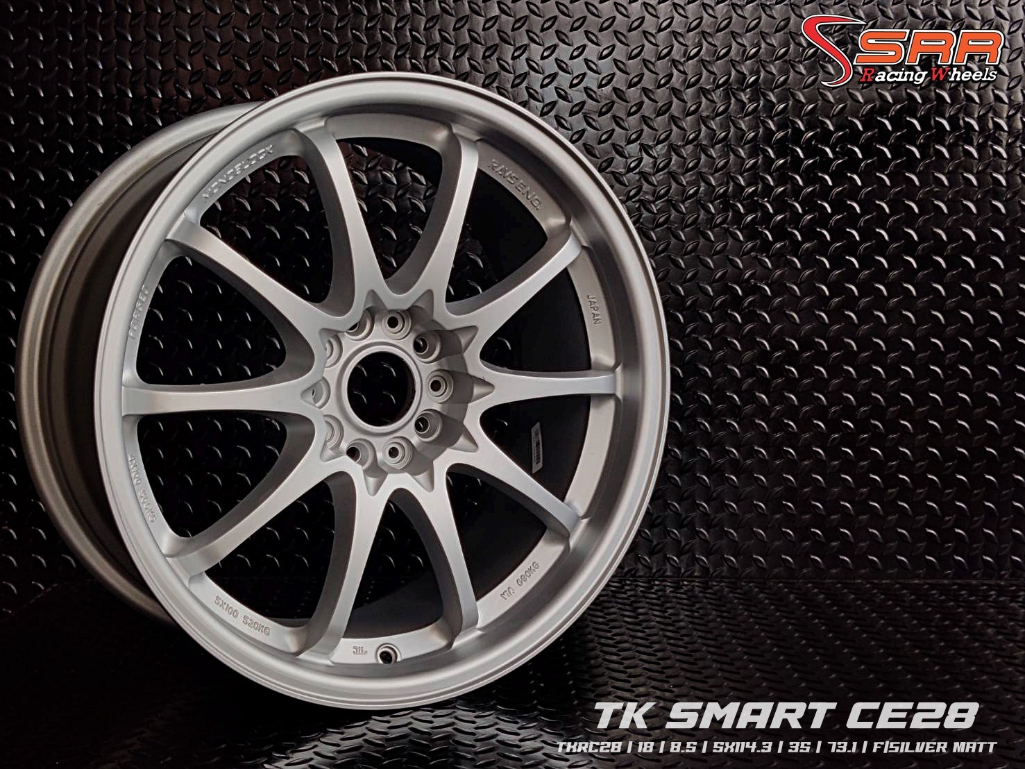 CE28 ล้อไทย ขอบ18 กว้าง8.5 5H114.3 ET35 F/SILVER MATT ชุด 14,000฿