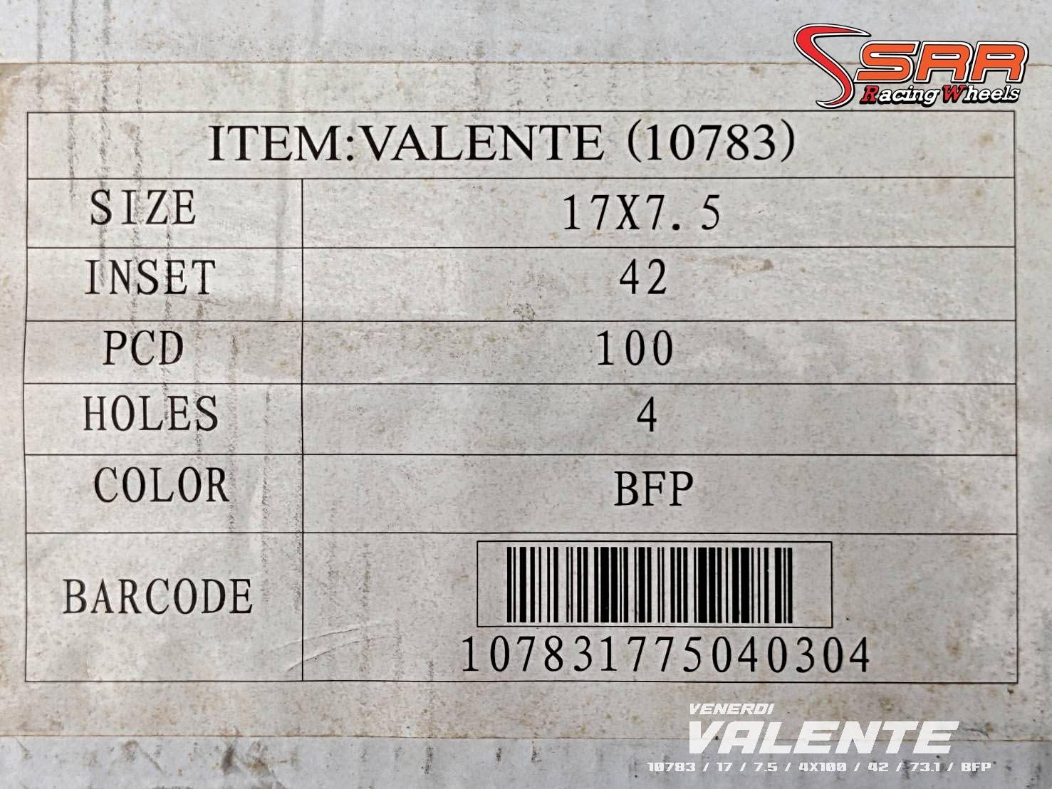 VENERDI VALENTE ขอบ17 4x100 ราคาพิเศษ ชุดละ 9,800 บาท