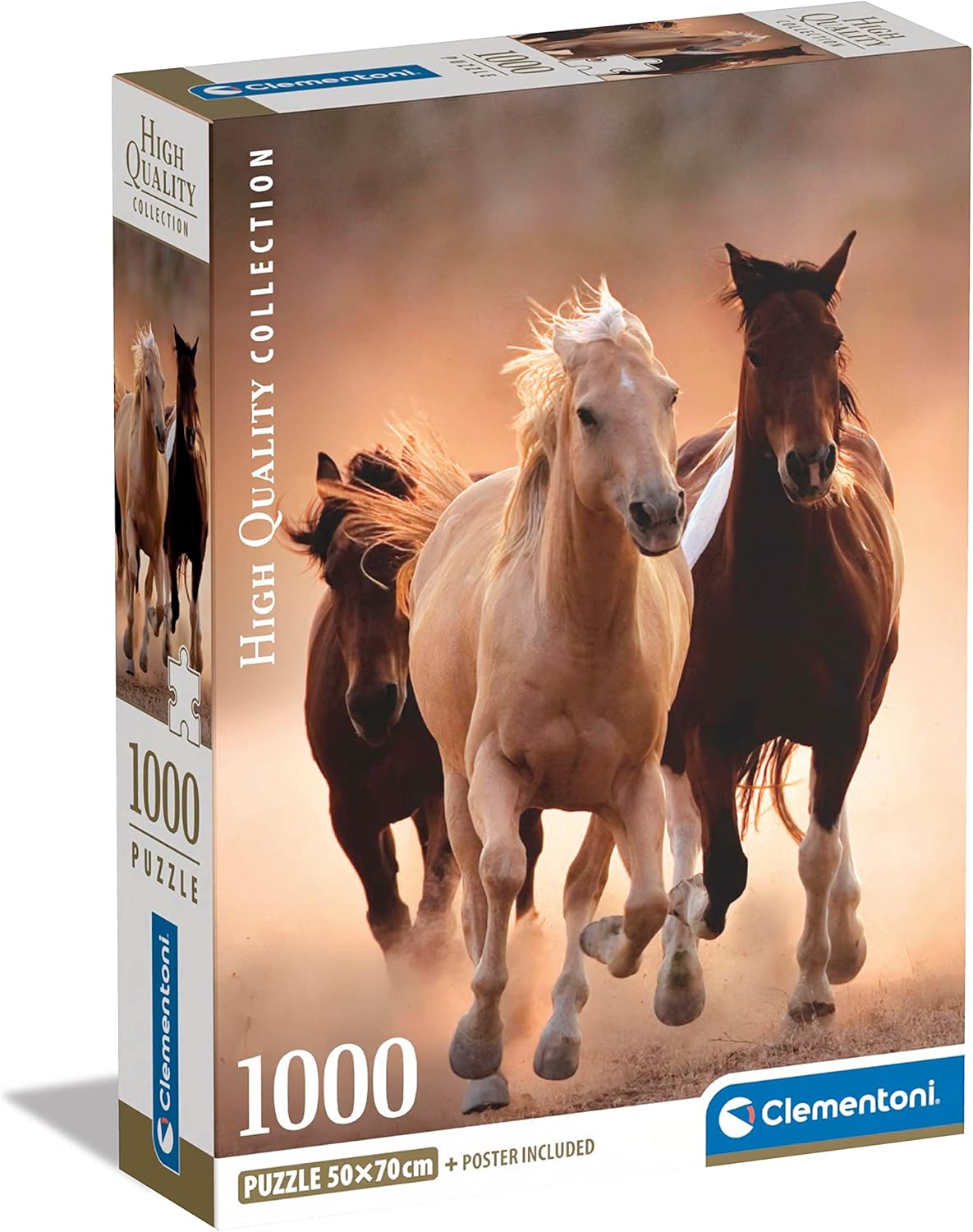 Clementoni - Running Horses (Compact Box + Poster Included) 1000 pcs.