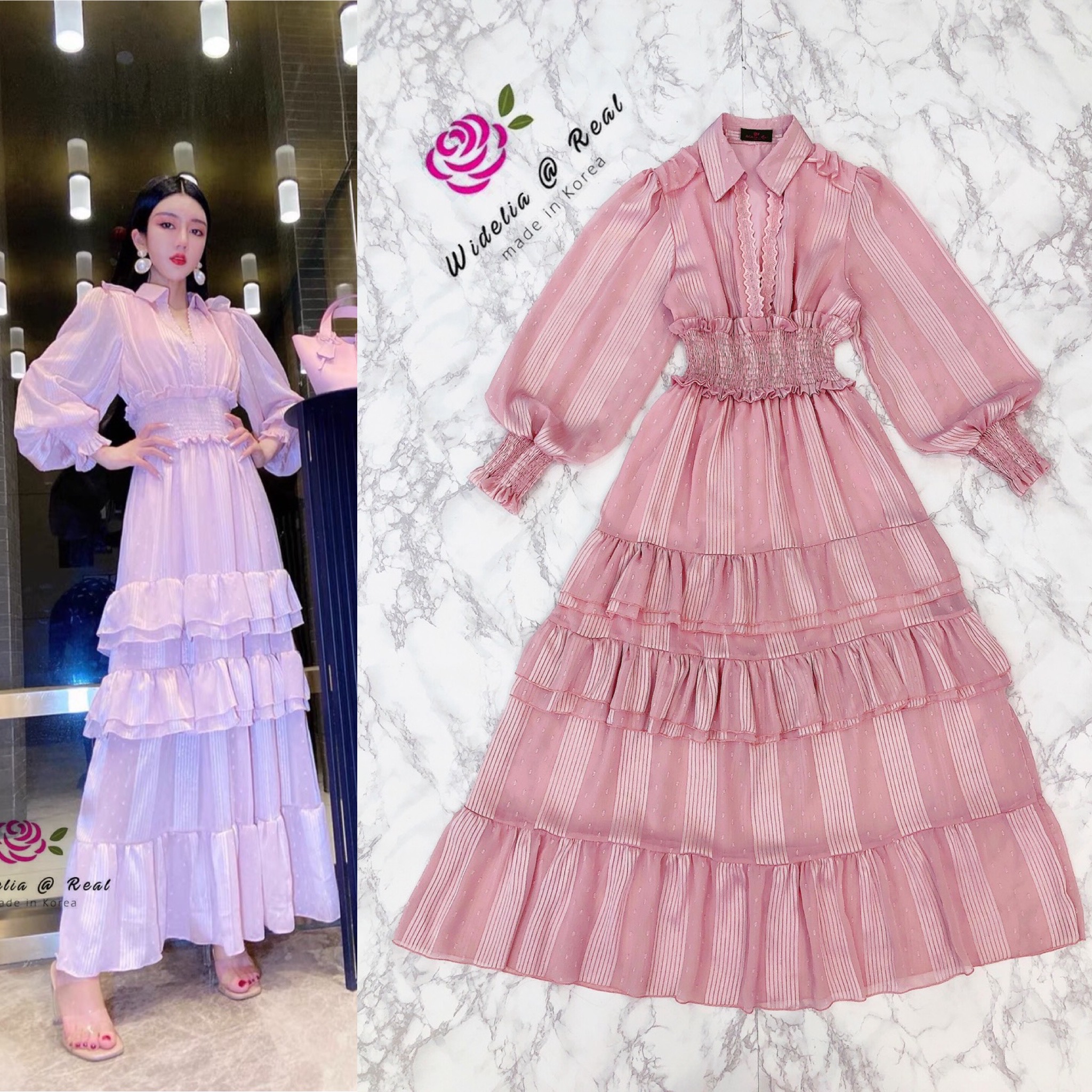 Korea Maxi Dress แม็กซี่เดรสตัวยาวแขนยาวแสนสวย