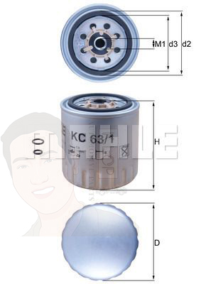 KC 63-1D กรองเชื้อเพลิง BENZ ดีเซล / W202, W210, Vito (638), W124 ยี่ห้อ MAHLE