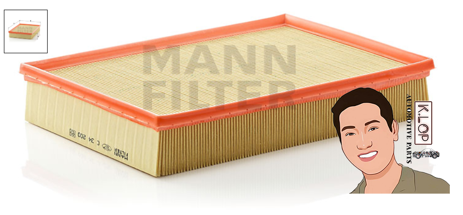 C34200 ไส้กรองอากาศ (VOLVO) 740,940 (2.3TURBO), 940 II, 960 : MANN-FILTER แท้นำเข้ายุโรป