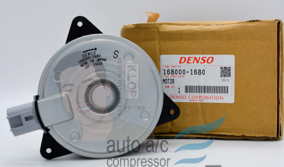 KLOP-T405-12A มอเตอร์พัดลมหม้อน้ำแท้ DENSO Toyota Yaris 1.8/Vios, Toyota Corolla 2000~