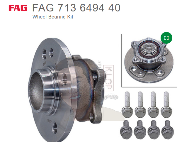 ยี่ห้อ FAG Kit ดุมล้อหลัง MINI R50 R53 14มม. ปี06, R55-59 ( 1 ข้าง )