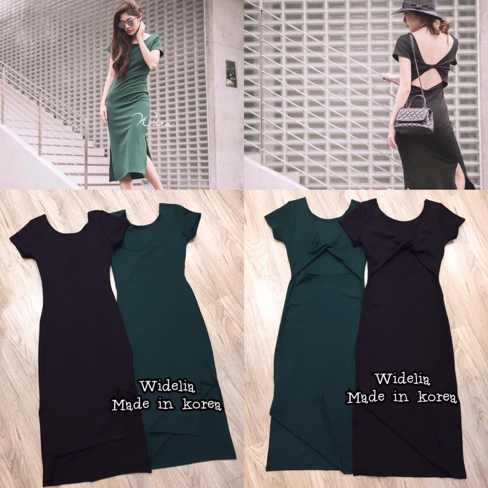 *พร้อมส่ง*WRA Dress แขนสั้น ตัวขาวคลุมเข่ากำลังดี ใช้ผ้ายืดเนื้อดี