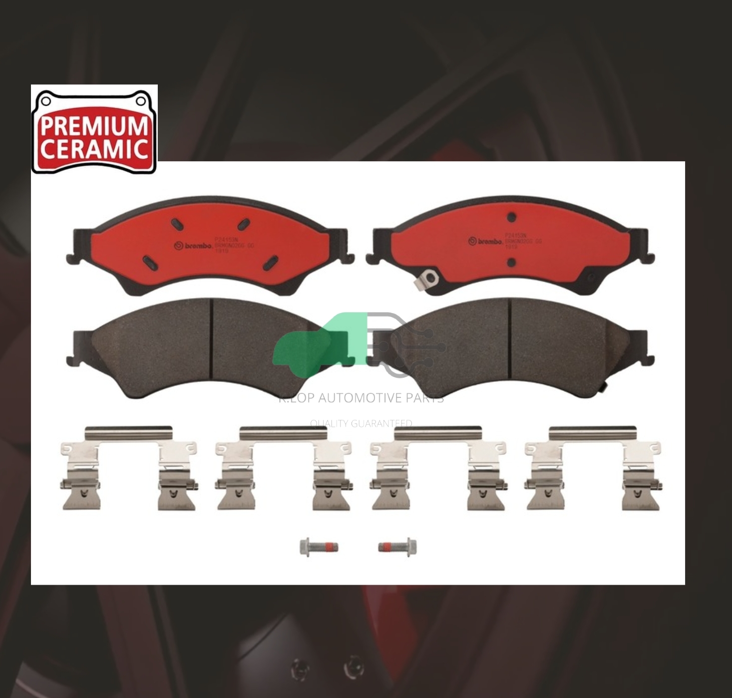 P24 153N ผ้าเบรกหน้า (แท้ BREMBO รุ่น Ceramic) FORD RANGER T6, BT50 Pro 4x2 4x4 (2.2 3.2), RANGER T6 4x2 4x4 (2.0Bi 2.2) ปี16->
