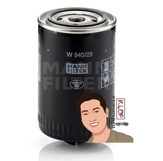 W940/25 กรองน้ำมันเครื่อง AUDI A4& A6 / VW GOLF1&2,PASSAT32&3A2,VENTO1H2 (ดเีซล) : MANN-FILTER แท้นำเข้ายุโรป