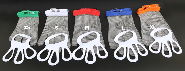 ถุงมือสแตนเลส 5 นิ้ว สั้น-สายรัดข้อมือไนล่อน