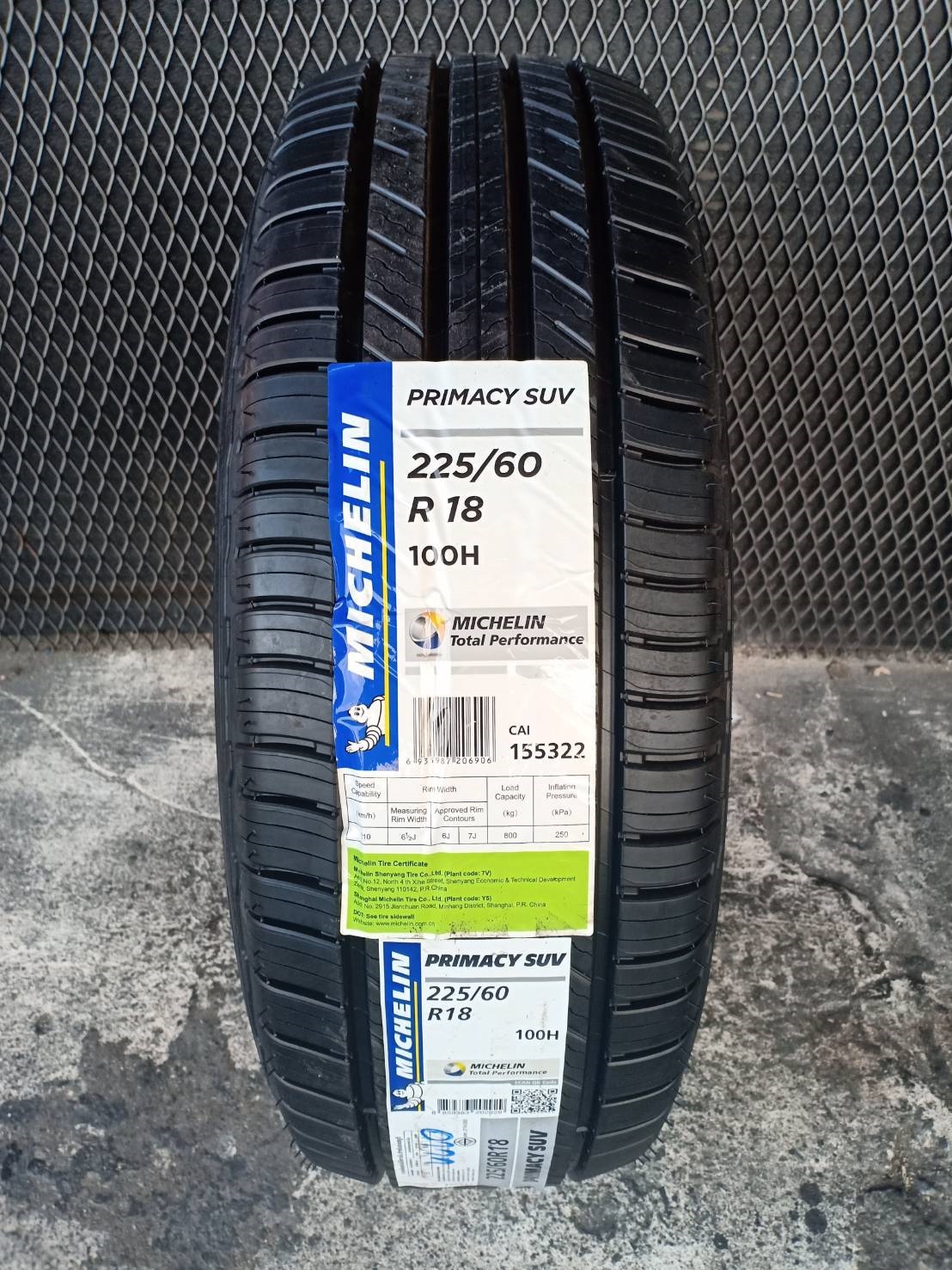 MICHELIN PRIMACY SUV 225/60R18 ราคาเส้นละ 6,500 บาท