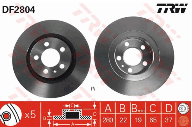 จานเบรกหน้า TRW : AUDI A3 1.8 1998-2000 ***ราคาต่อใบ