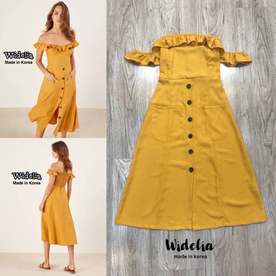 Reformation Dress >>เดรสปาดไหล่ อกและแขนเป็นระบาย