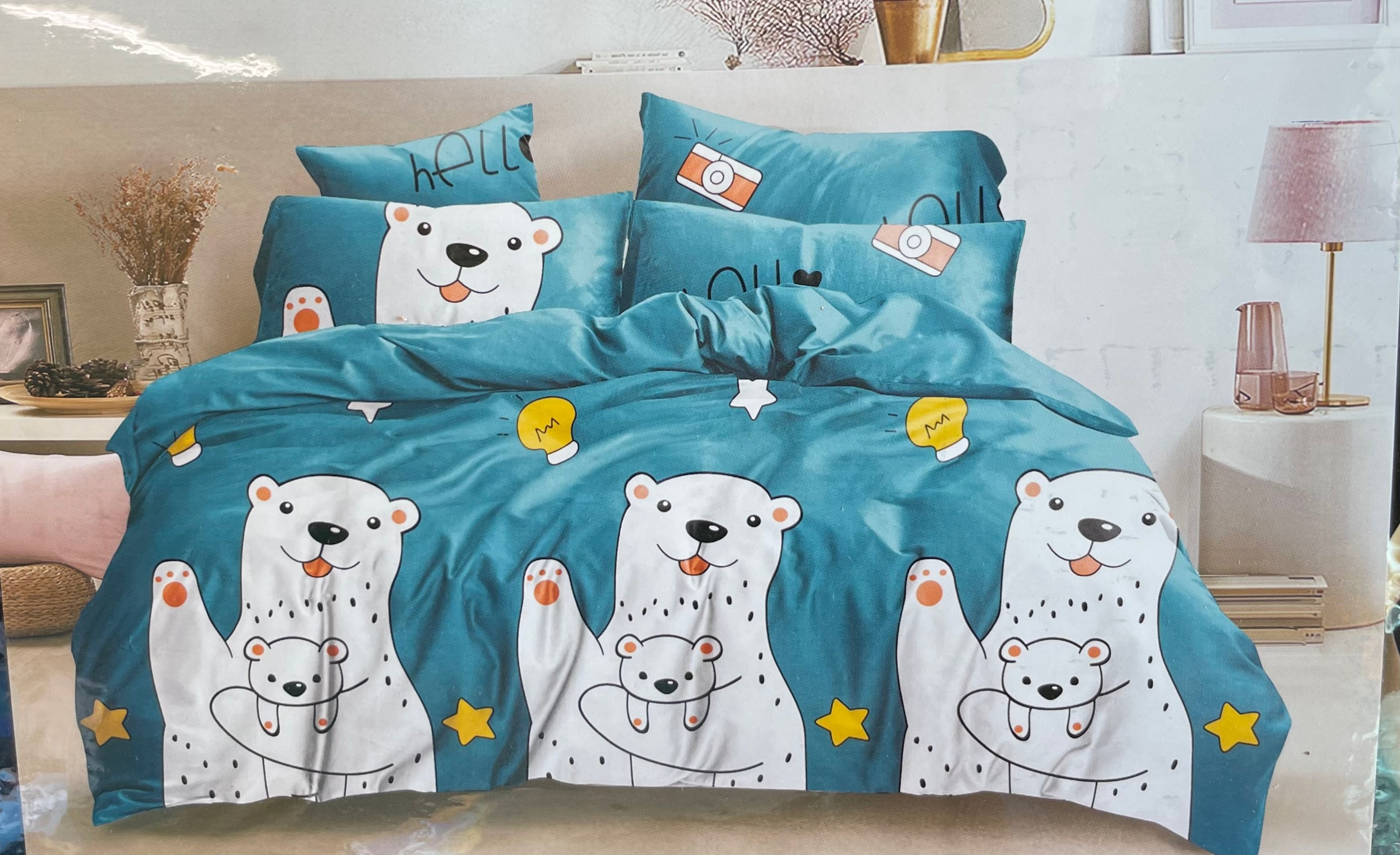 ชุดนวมลายการ์ตูน 6 ฟุต #มียางรัดมุม 360 องศา งานพรีเมี่ยม(เกรด AA) ( 6ชุดคละลาย)