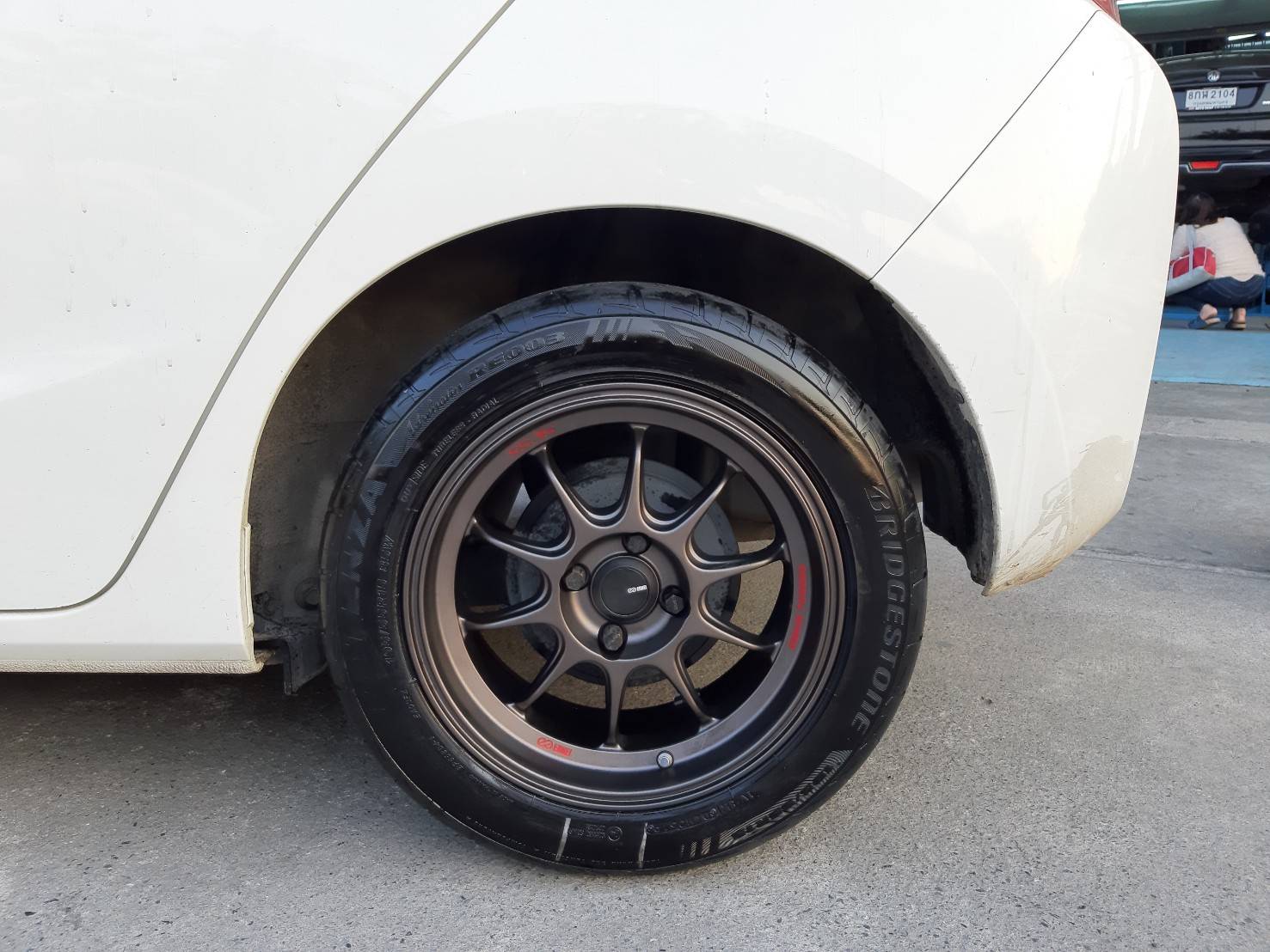 ENKEI TUNING SC55 ขอบ15 ET28 4x100 สีเทาตัวหนังสือแดง