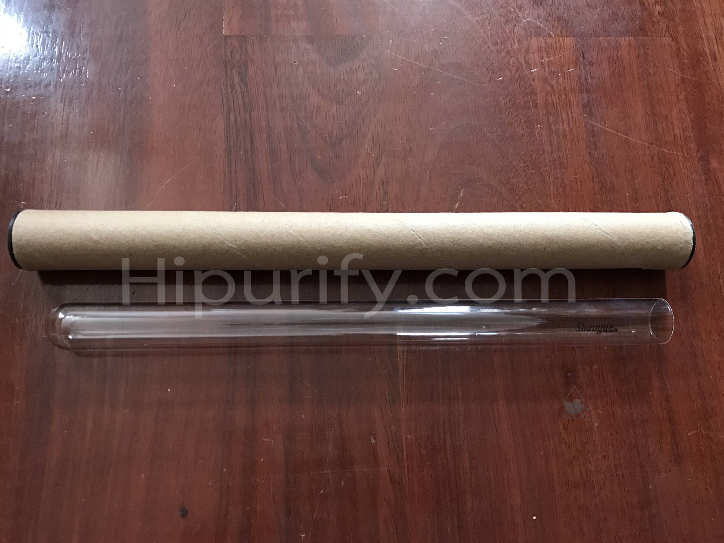 หลอดแก้วควอทซ์ ใส่หลอดยูวี 12 วัตต์ ยาว 29.5 ซม. ปลายปาก(ID 2 ซม.,OD 2.2 ซม.)