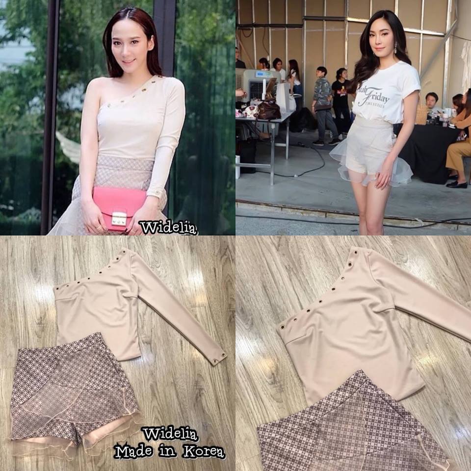 MRH Set :: เสื้อไหล่เดียวแขนยาวตัวเปรี้ยว มาเข้าชุดกันกับกางเกงตัวสวยเก๋