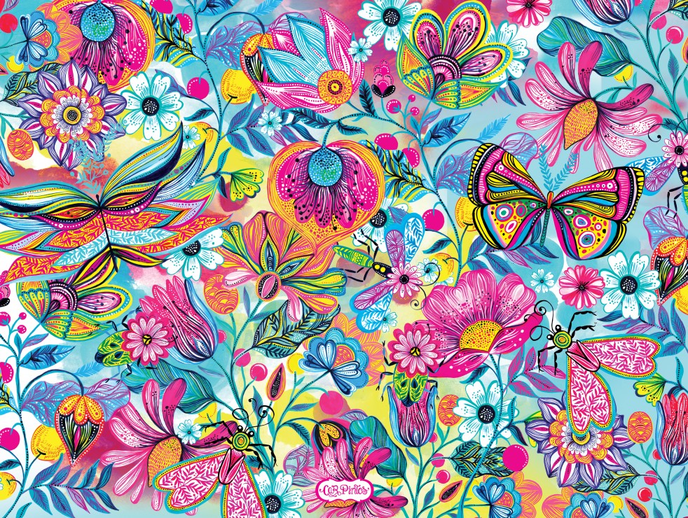 Bluebird Puzzle - Fleurs et Papillons 1000 pcs.