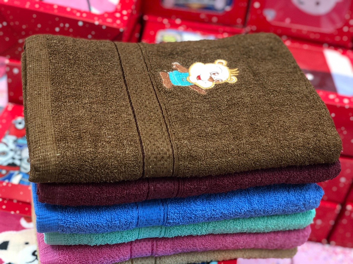 ผ้าเช็ดตัว Cotton แบบหนา 1 โหล (คละสี)