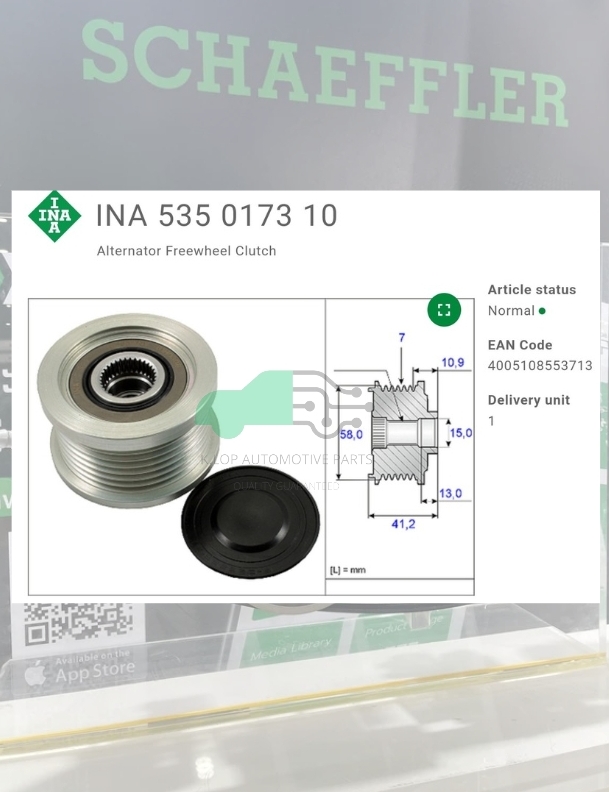 (INA) : มู่เล่ยไ์ดชารจ์ร15มม. 1-2KD Vigo 2.5/3.0, ู Fortuner, Prado KDJ120