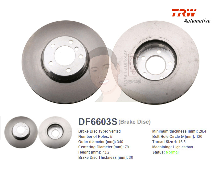 DF6603S จานเบรค-ดรัมเบรค(TRW) BMW 1, 3 (F20, F30) ปี2011> F V